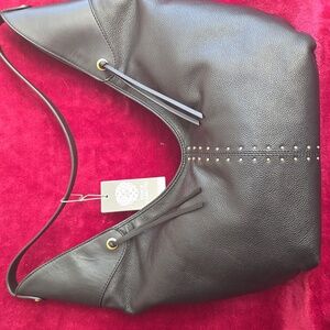 Two by Vince Camuto Black Hobo Bag with Gold Studs